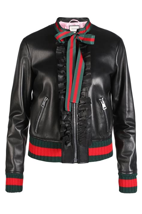 gucci black leather jacket womens|gucci leather jacket online.